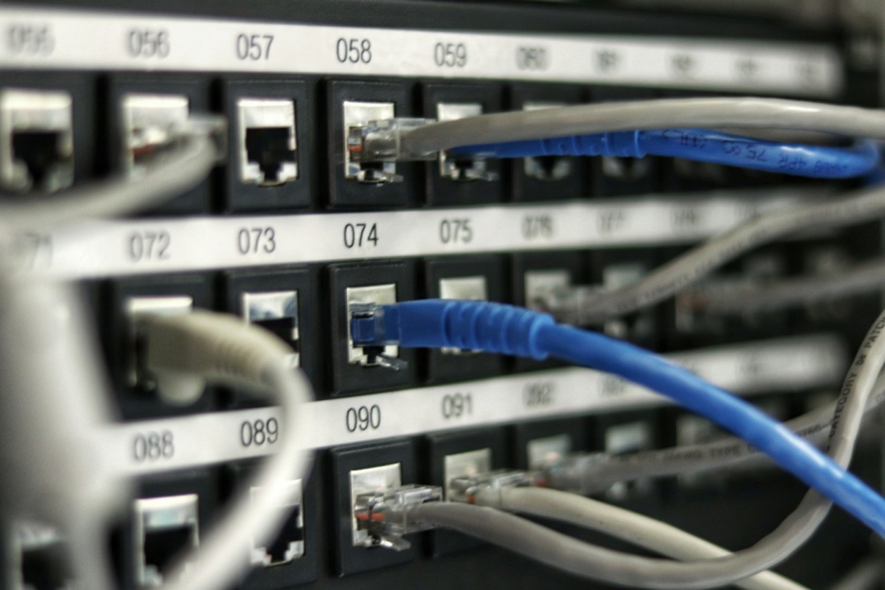 Structured network cabling on a patch panel in a Hostigan data centre